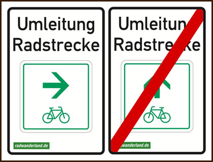 Verkehrsschild Umleitung Radstrecke