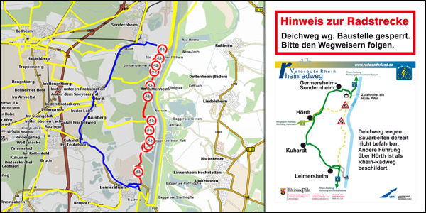 Umleitung mit Hinweistafel