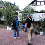 Bau der Flutlichtanlage auf dem Bouleplatz - Verlegung vom Stromkabel