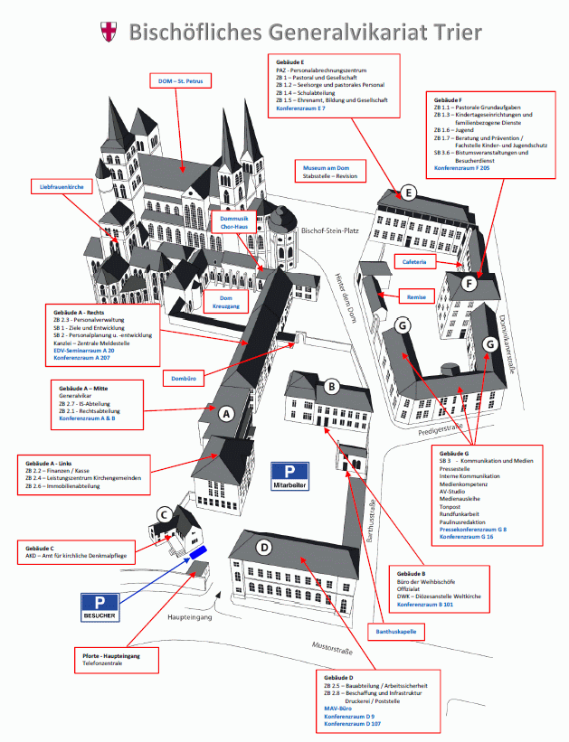 Lageplan der einzelnen Gebäude im BGV - Klick öffnet PDF