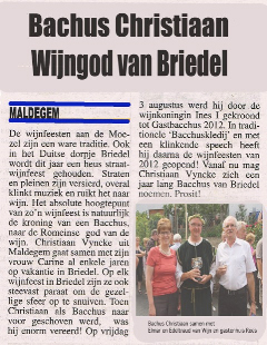 Artikel 2 über Gästebacchus Christiaan