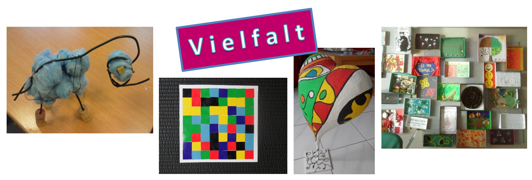 Beispiele aus dem Kunstunterricht mit der Überschrift "Vielfalt"