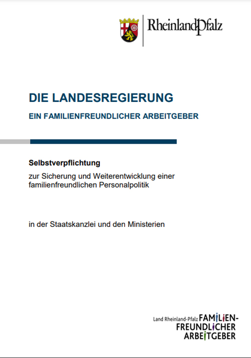 Titelseite der Broschüre "Die Landesregierung. Ein familienfreundlicher Arbeitgeber"