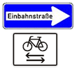 Einbahnstraße mit Zusatzzeichen