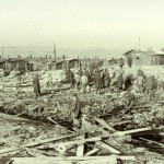 Das nationalsozialistische Kriegsgefangenenlager Stalag XII A Limburg wurde Anfang 1945 durch Luftangriffe zerstört. Fotografie 1945. Quelle: Arno Baumann,  Diez.