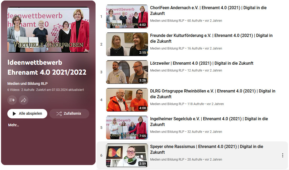 Videobeiträge der Preisträgerinnen und Preisträger 2021 auf Youtube, Screenshot