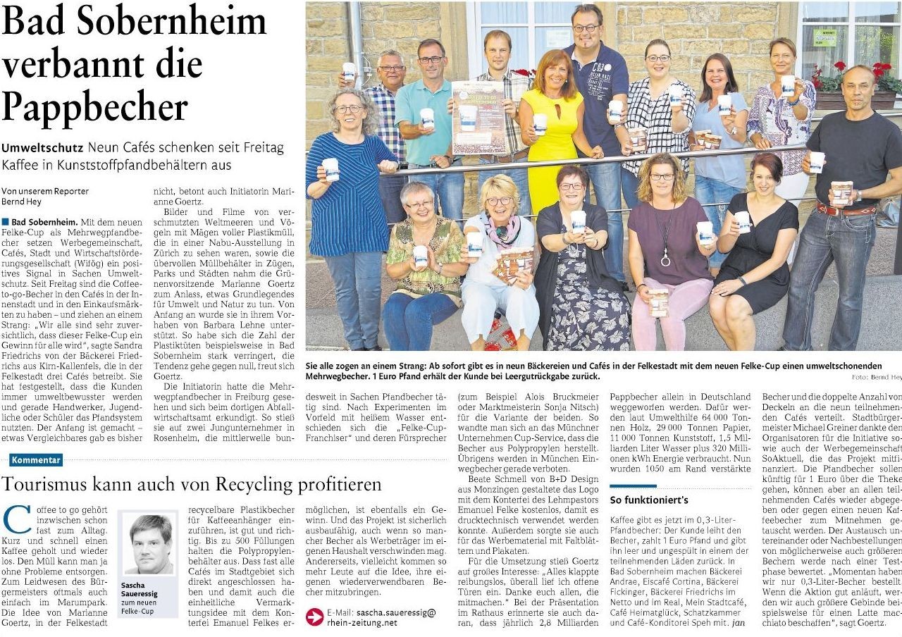 Zeitungsartikel im Öffentlichen Anzeiger zum Thema Felke Cup