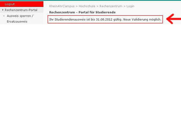 Screenshot mystudy Status der Validierung