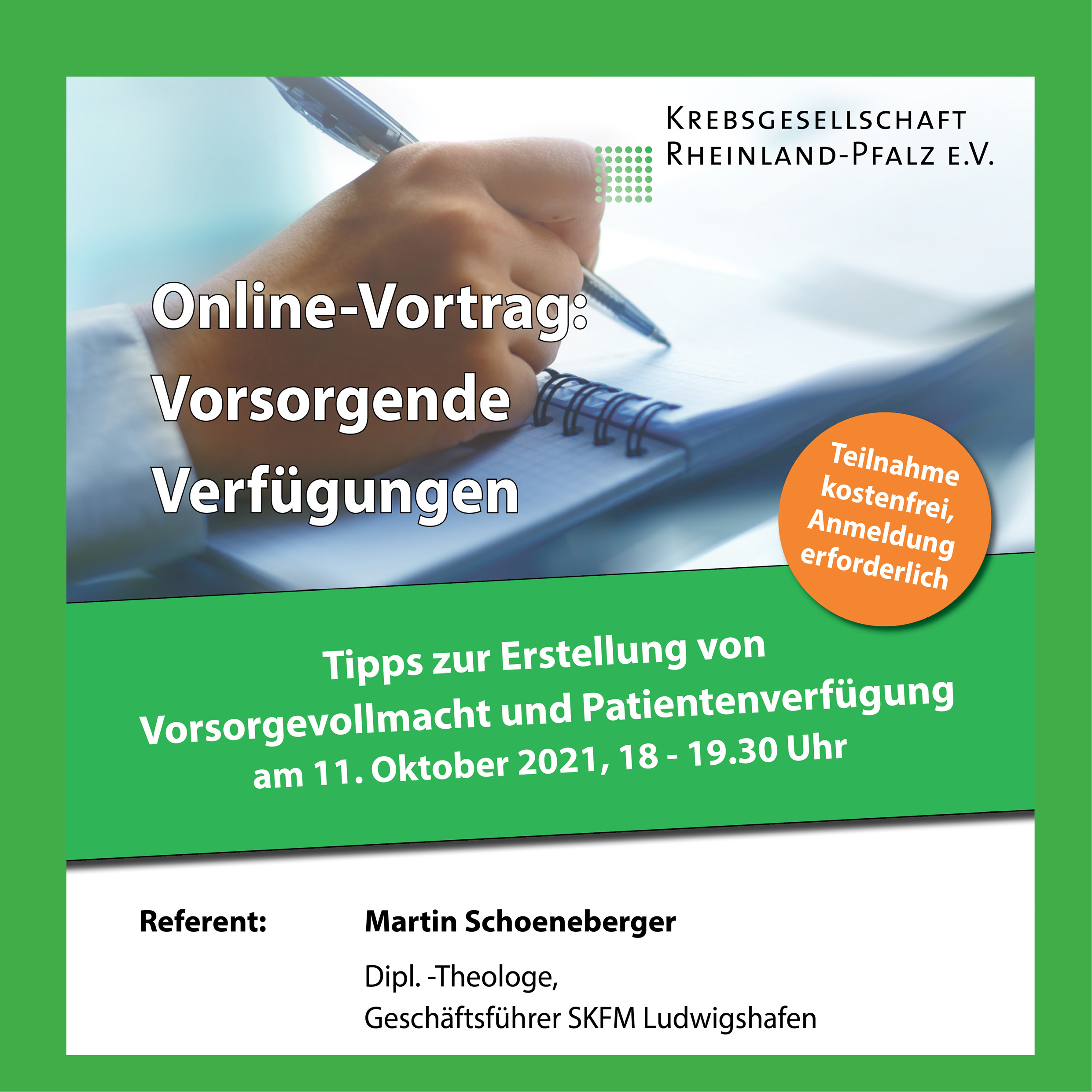 Online-Vortrag Vorsorgende Verfügungen am 11.10.2021