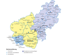 Karte des Landesverbandes Hessen, Rheinland-Pfalz, Saarland