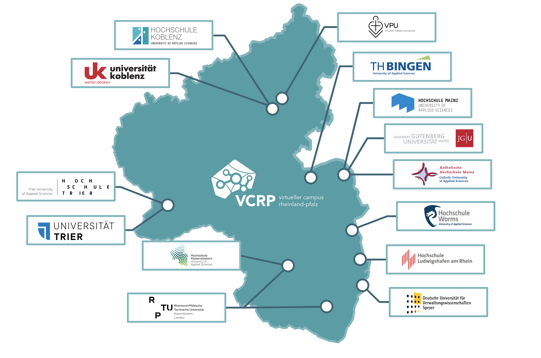 Karte der Hochschulen in Rheinland-Pfalz