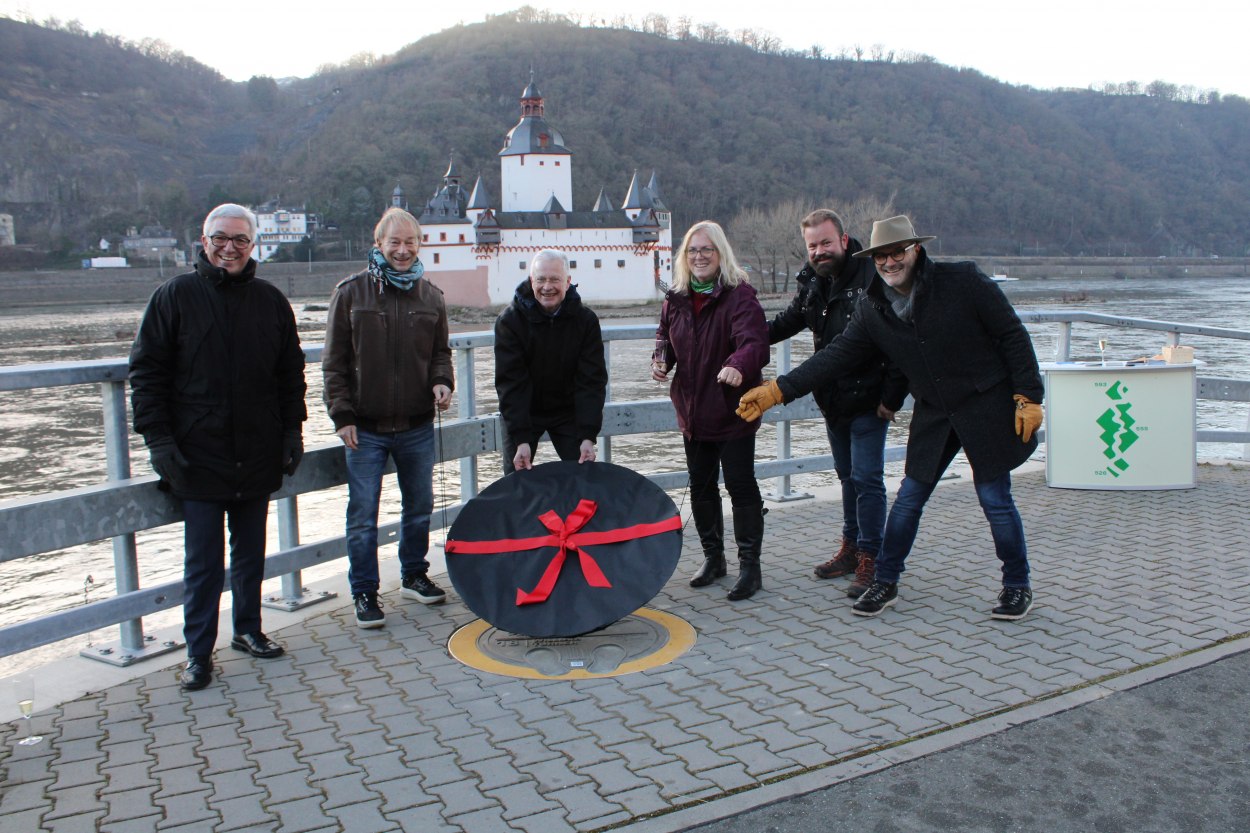 vlnr. Roger Lewentz, Dr. Armin Thommes, Frank Puchtler (ZV WOM), Margit Gronen (Boppard), Martin Buschfort (Kaub), Rainald Kauer (Bacharach) | © ZV Welterbe 