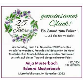 Hochzeit-Jubiläumsanzeige Muster