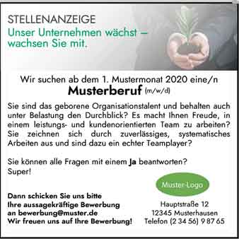 Stellenanzeige Muster