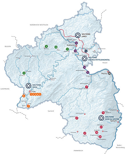 Hier finden Sie eine besondere Auswahl der Orte und Sehenswürdigkeiten des Kulturellen Erbes in Rheinland-Pfalz: 24 beliebte Angebote und Ziele