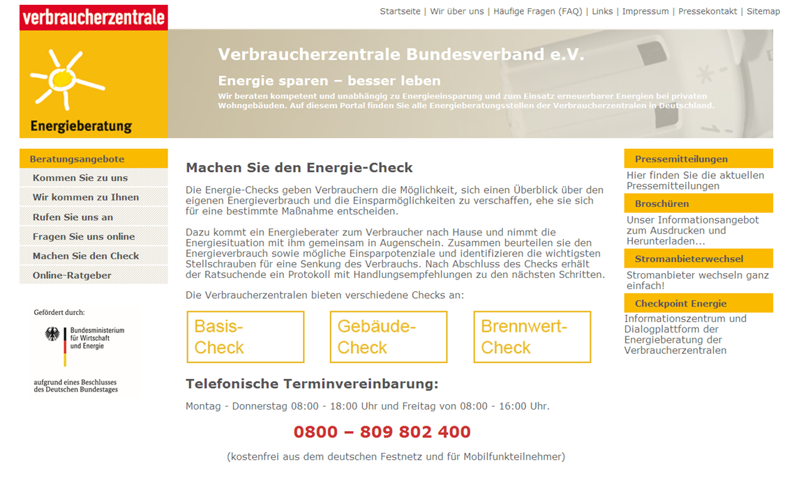 Screenshot Energiecheck