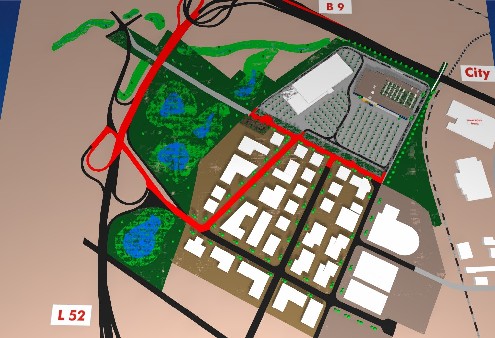 Visualisierung Dienstleistungszentrum, Gewerbe- und Technologiepark Bubenheim / B9