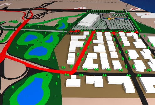 Visualisierung Dienstleistungszentrum, Gewerbe- und Technologiepark Bubenheim / B9