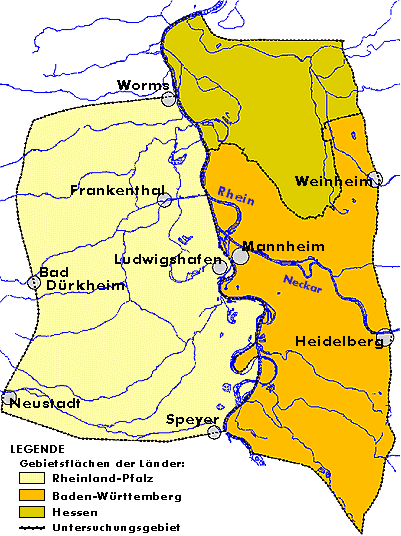 Untersuchungsbereiche in Rheinland-Pfalz, Hessen und Baden-Wrttemberg