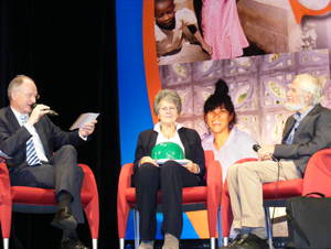 Moderator Christian Lindner, Sr. Dr. Lea Ackermann, Dr. Rupert Neudeck