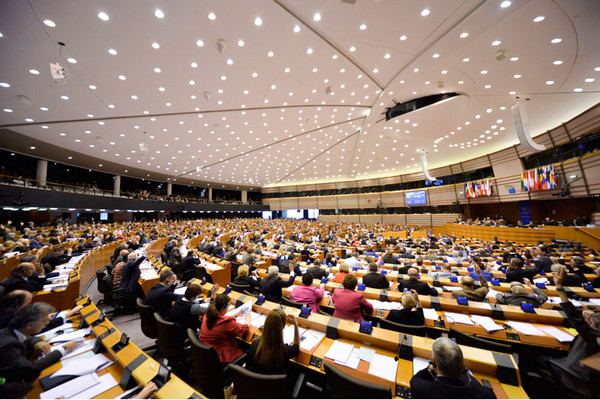 Plenarsaal des Europäischen Parlaments in Brüssel