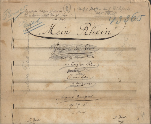 Bungert, August: Sammlung von ca. 120 meist eigenhändigen Notenmanuskripten (Lieder, Kompositionen für Klavier, Opern, Kammermusik, Symphonisches). Ca. 1870-1905. RLB-Signatur: H 2005/4