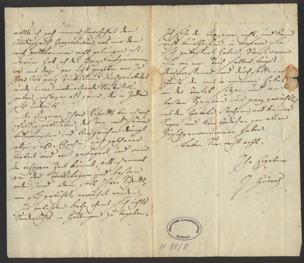 Joseph von Goerres: Eigenhändiger Brief, Koblenz, den 5. Dezember 1814. RLB-Signatur: H 88/8