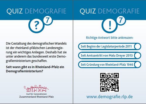 Seit wann gibt es in Rheinland-Pfalz ein Demografieministerium? 2011, 2013 oder 1946?