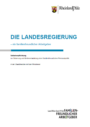 Titelnblatt der Broschüre "Die Landesregierung - ein familienfreundlicher Arbeitgeber"