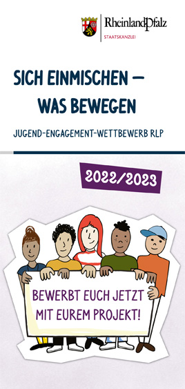 Titelseite des Flyers zum Jugend-Engagement-Wettbewerb 2022/2023