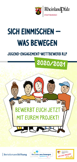 Titelseite des Flyers zum Jugend-Engagement-Wettbewerb 2020/2021