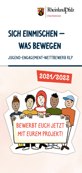 Titelseite des Flyers zum Jugend-Engagement-Wettbewerb 2021/2022