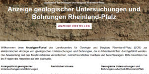 Online-Portal Anzeige geologischer Untersuchungen und Bohrungen Rheinland-Pfalz