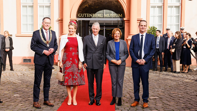 Besuch des belgischen Königpaares im Gutenberg-Museum in Mainz