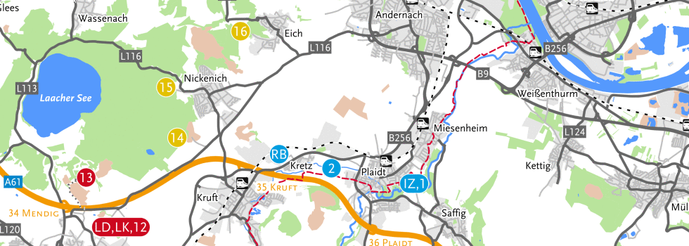 Karte der Region zur Anfahrt im Vulkanpark